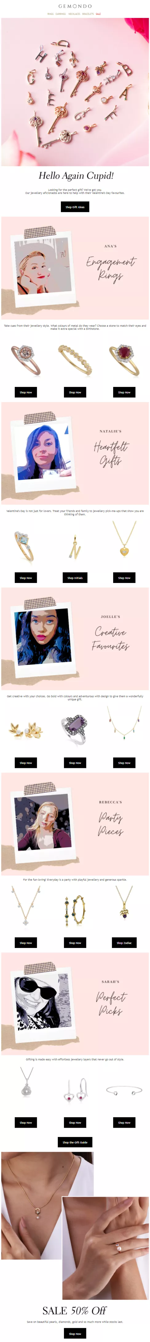 gemondo newsletter example jewellery shop valentines daygifts