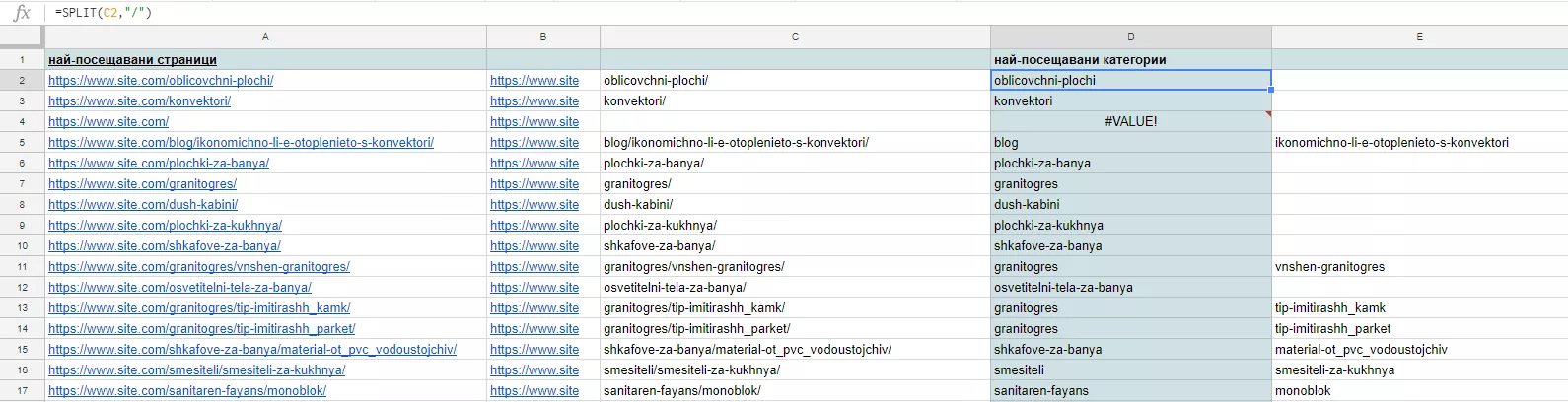 11+1 Google Sheets функции в помощ на SEO специалистите - изображение 5