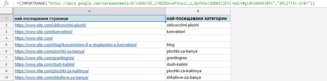 11+1 Google Sheets функции в помощ на SEO специалистите - изображение 6