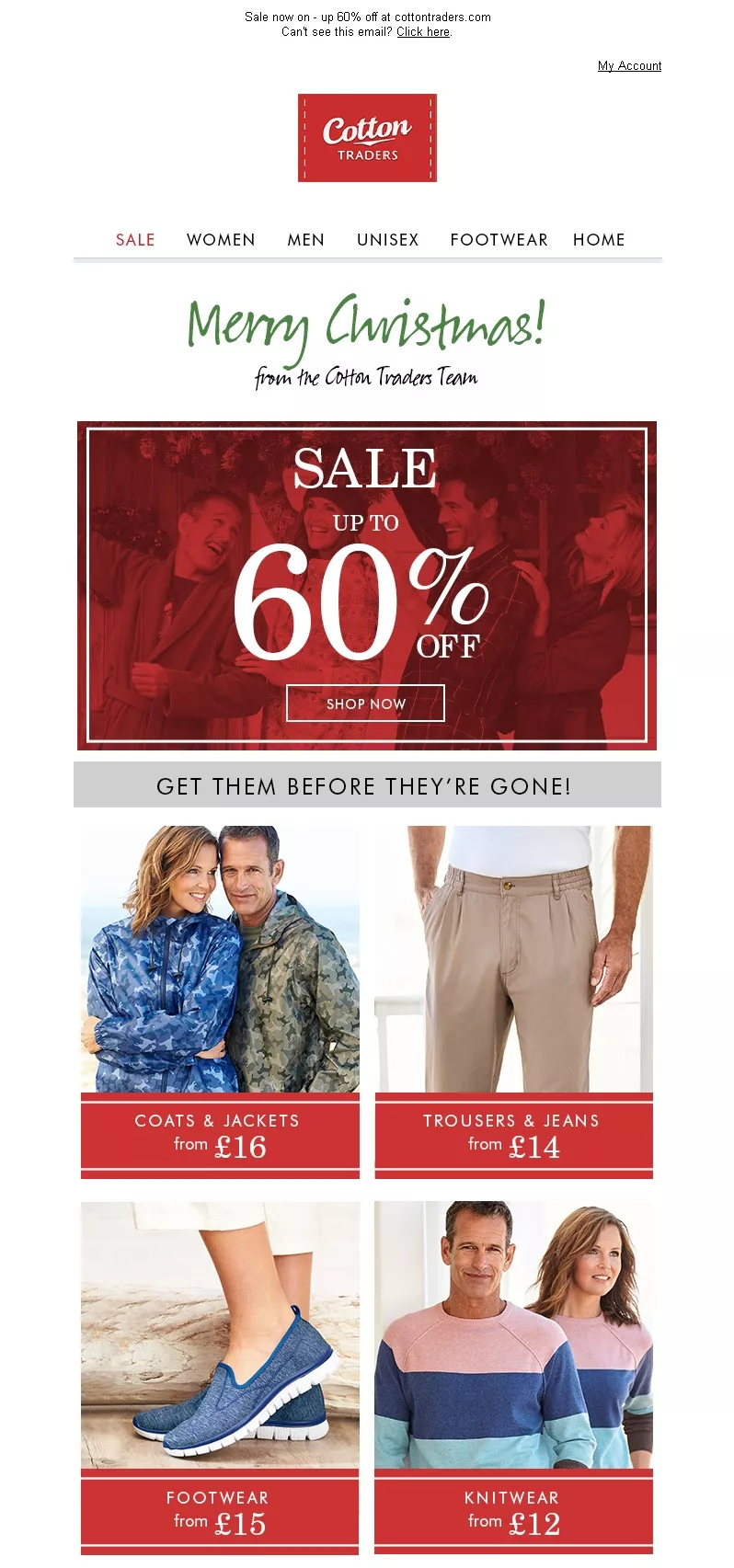 newsletter with christmas sale of chlotes