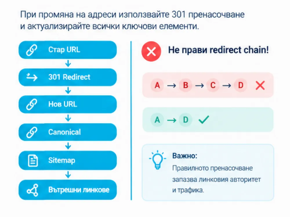 Постоянните пренасочвания не водят до загуба на PageRank[6]