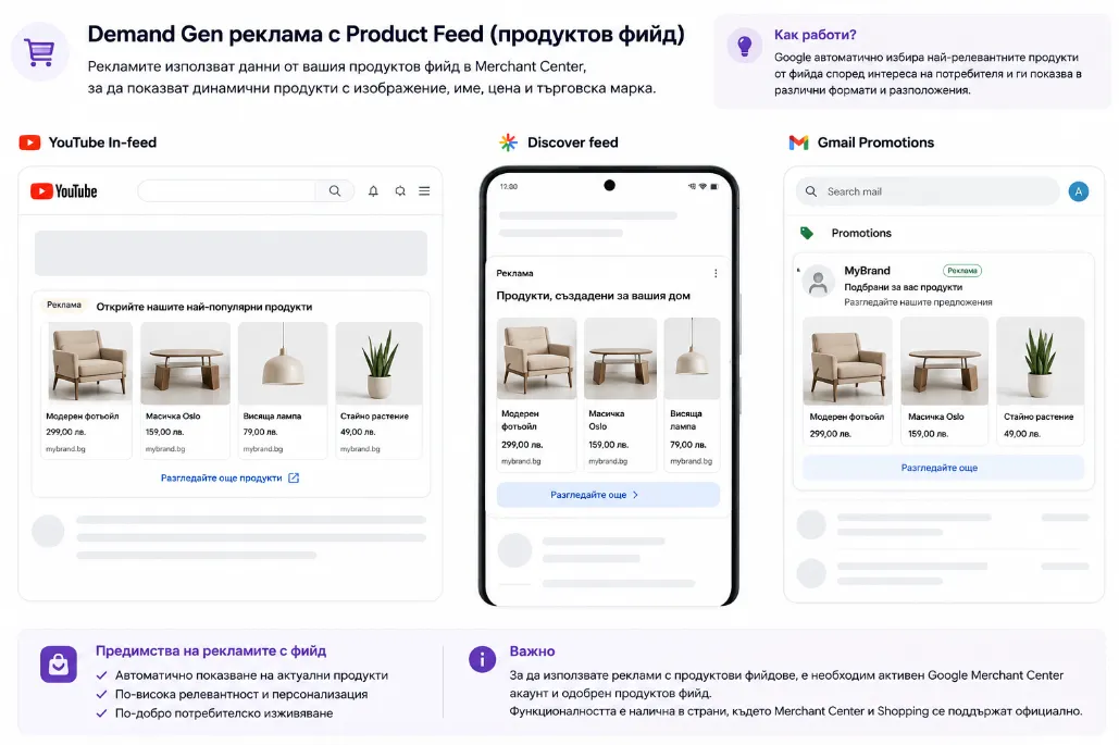 Допълнителен рекламен формат: Product Feed